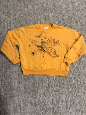 American Eagle Yellow Crewneck with Butterfly Graphic